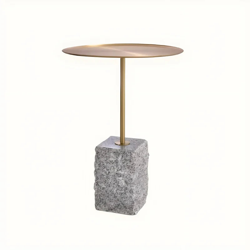Table d'appoint dorée en granit gris