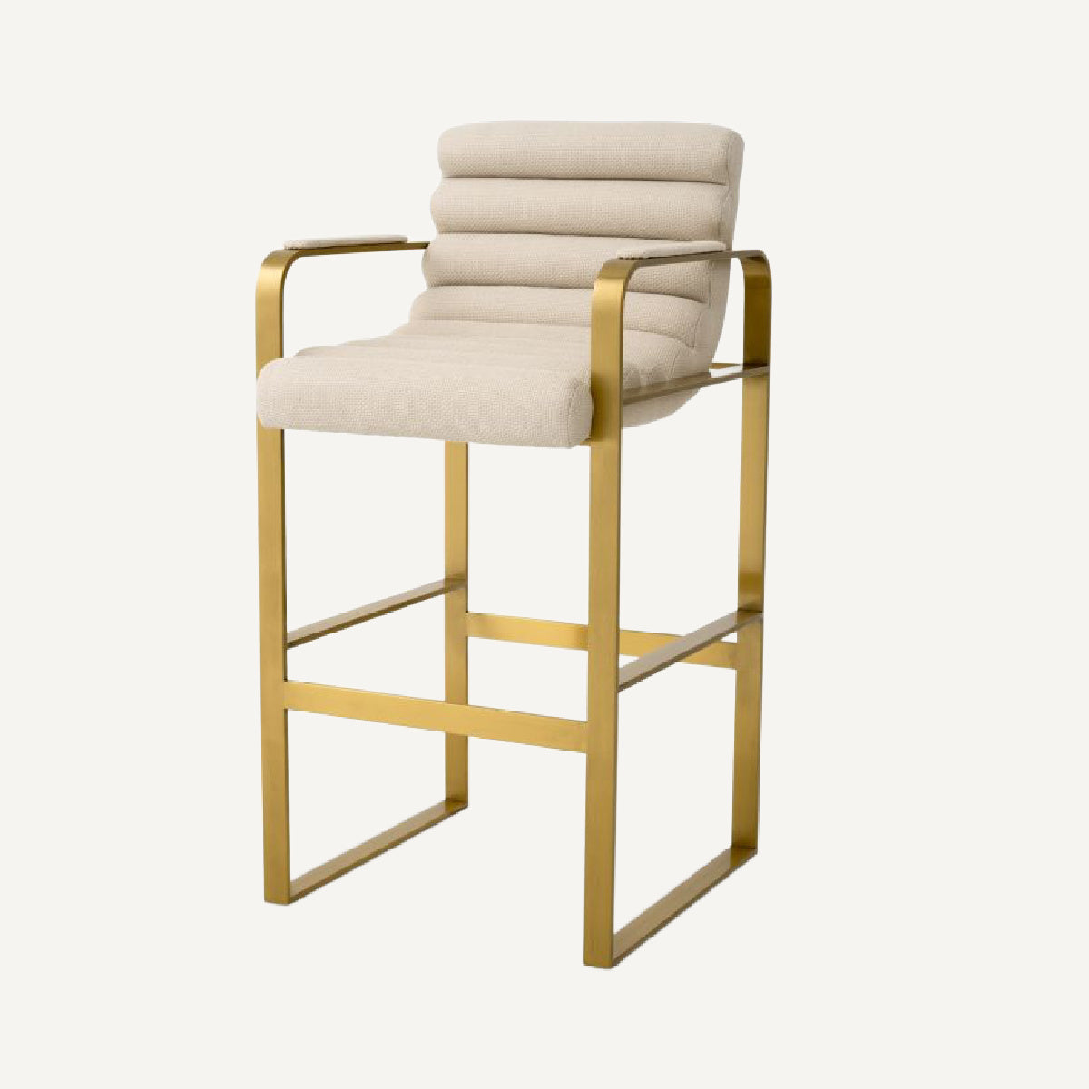 Chaise de bar dorée en tissu sable