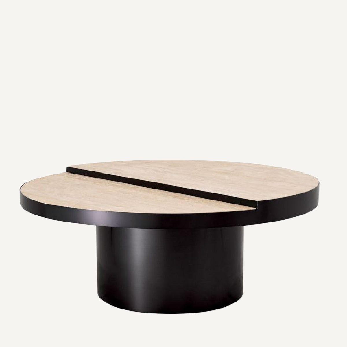 Table basse en bronze et travertin