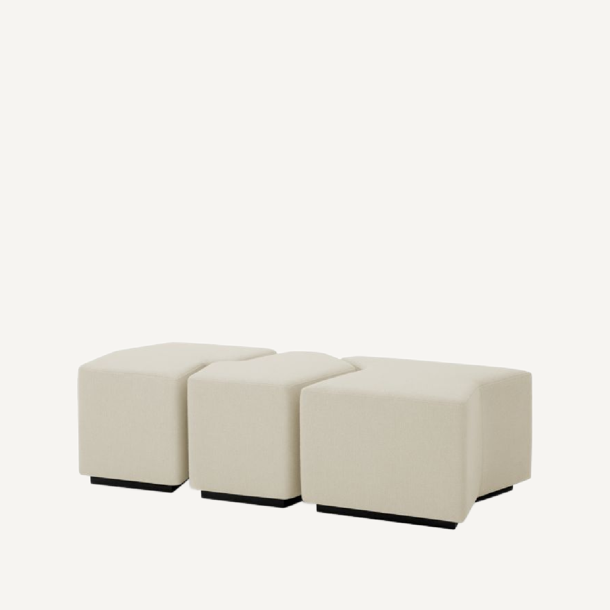 Pouf en tissu crème (lot de 3)