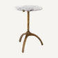 Table d'appoint ovale dorée en marbre blanc
