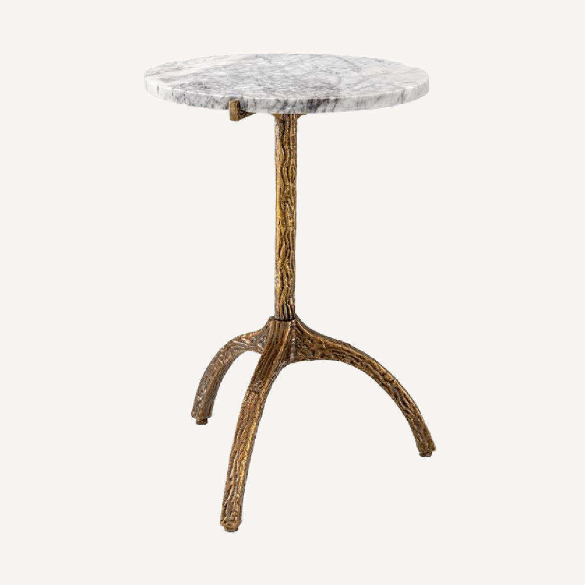 Table d'appoint ovale dorée en marbre blanc