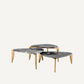 Table basse dorée en marbre gris (lot de 3)