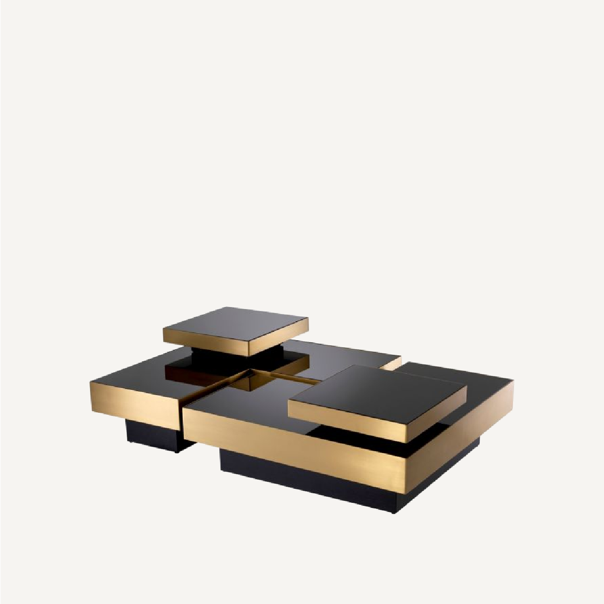 Table basse dorée en verre noir (lot de 4)