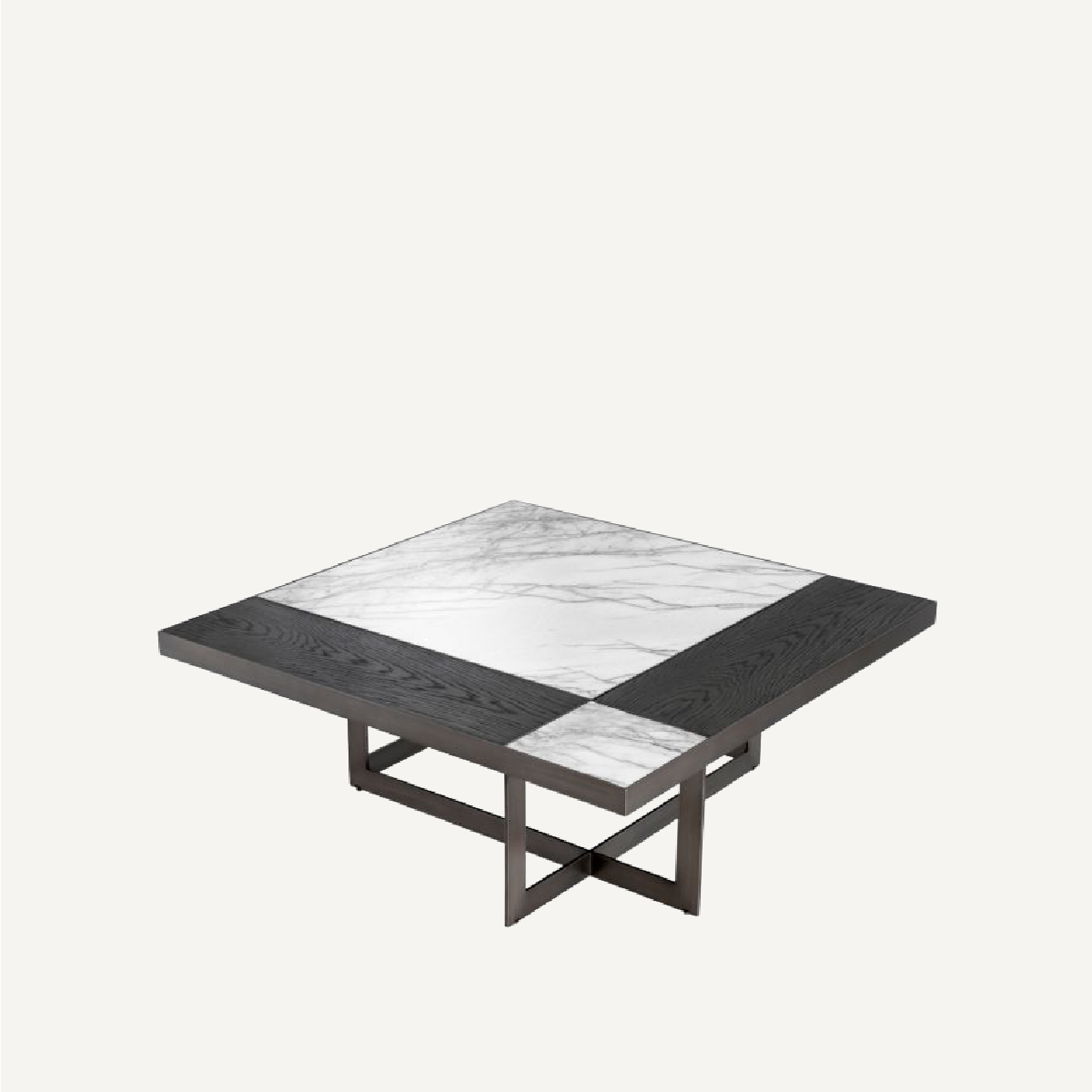Table basse en chêne mocha et marbre blanc
