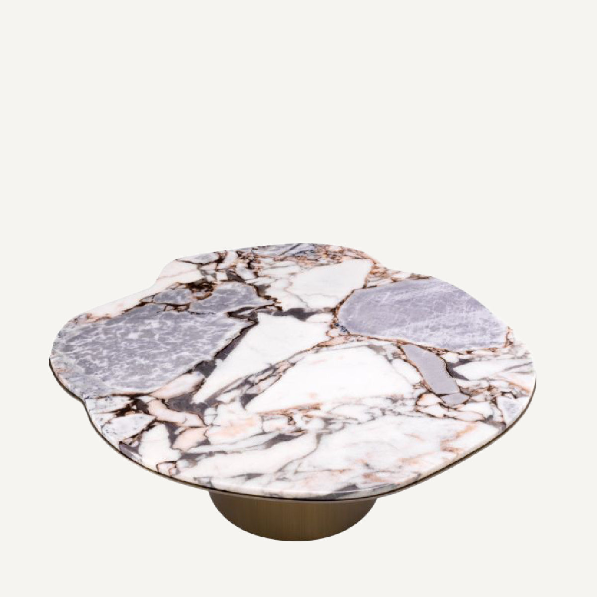 Table basse dorée en marbre