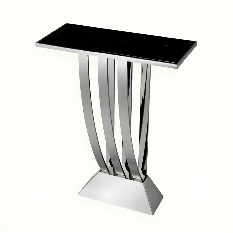 Console argentée en marbre noir Deco