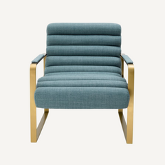 Blue Fabric Armchair Coastal Style Lounge Chair