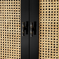 Buffet en bois noir et rotin