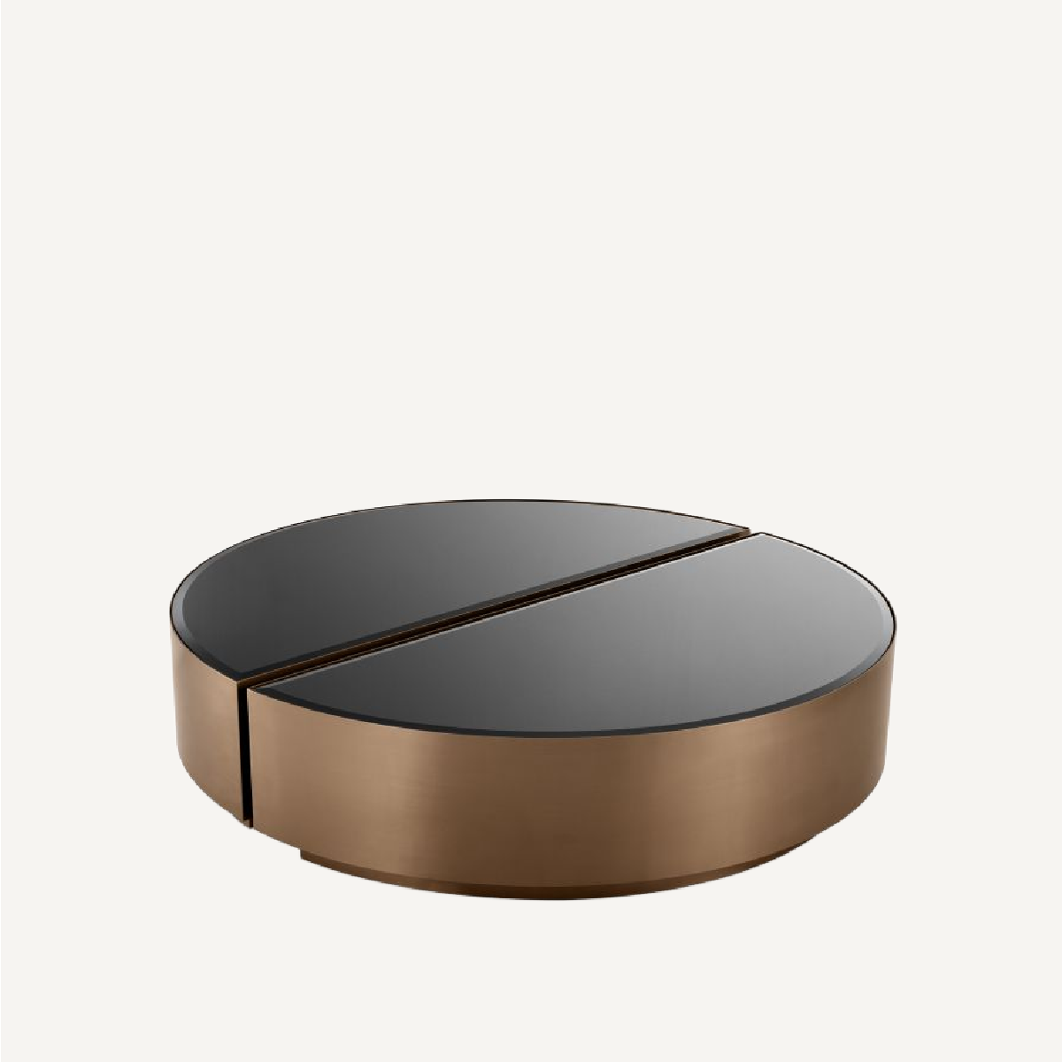 Table basse cuivrée en verre noir (lot de 2)