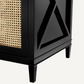 Buffet en bois noir et rotin