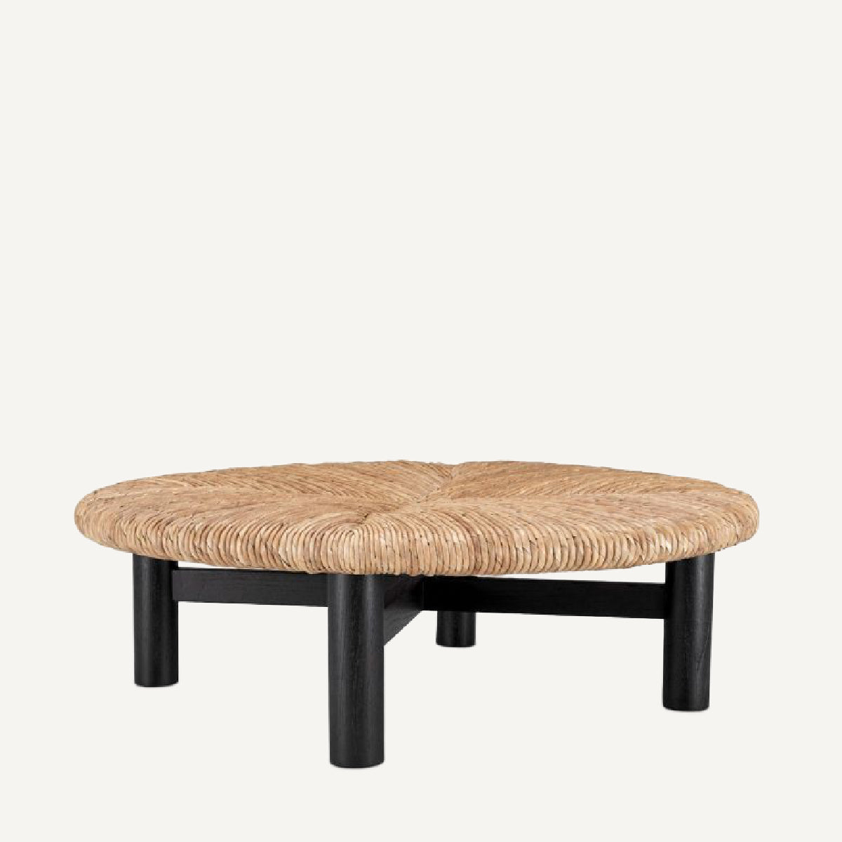 Table basse noire en jonc de mer