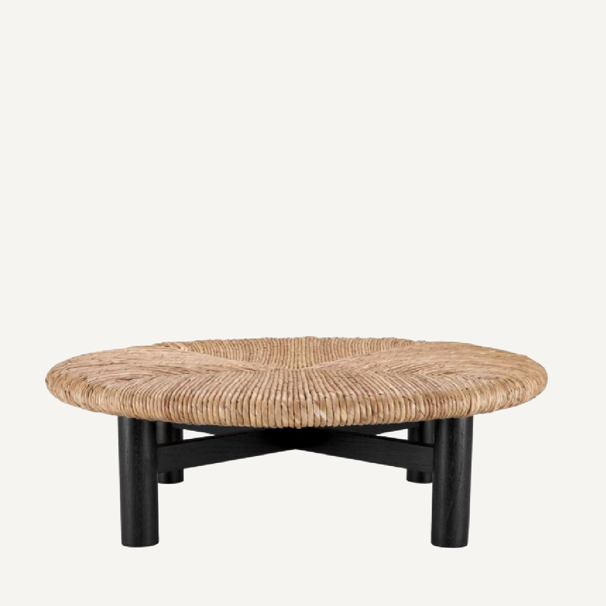 Table basse noire en jonc de mer