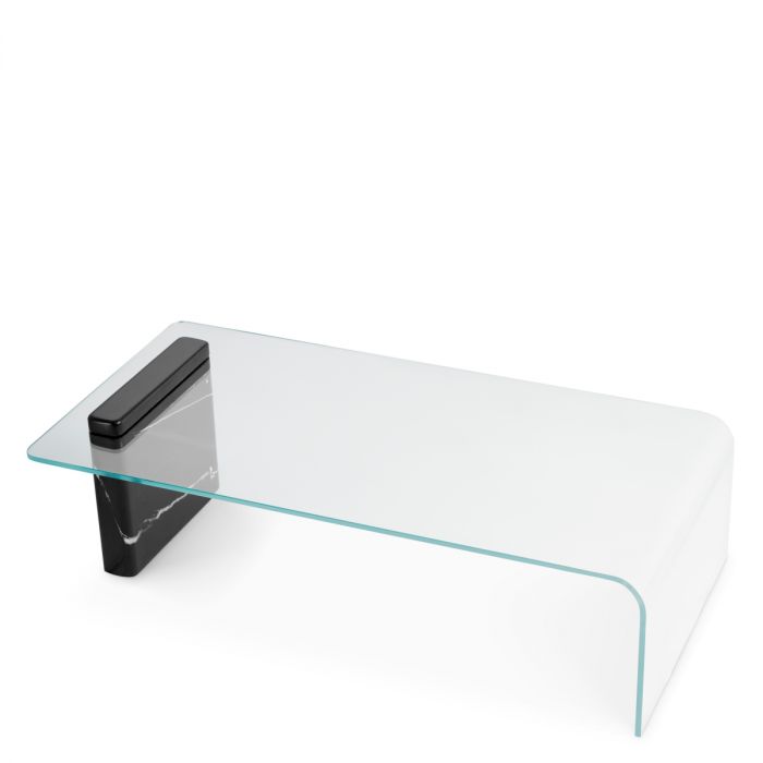 Table basse en marbre noir et verre transparent