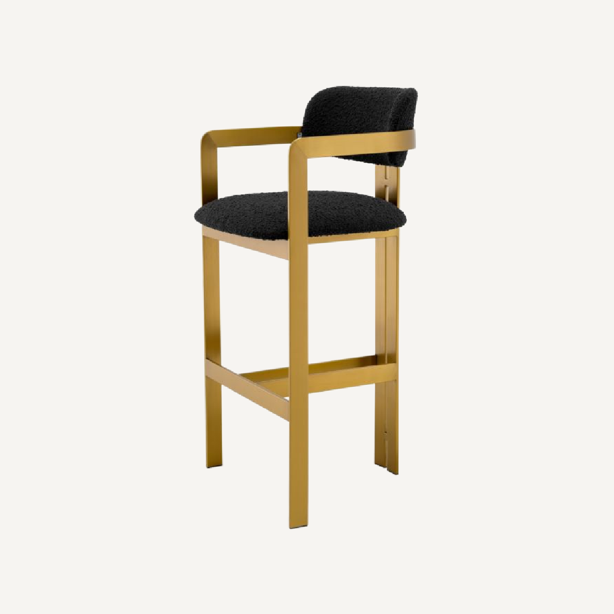 Chaise de bar dorée bouclé noir