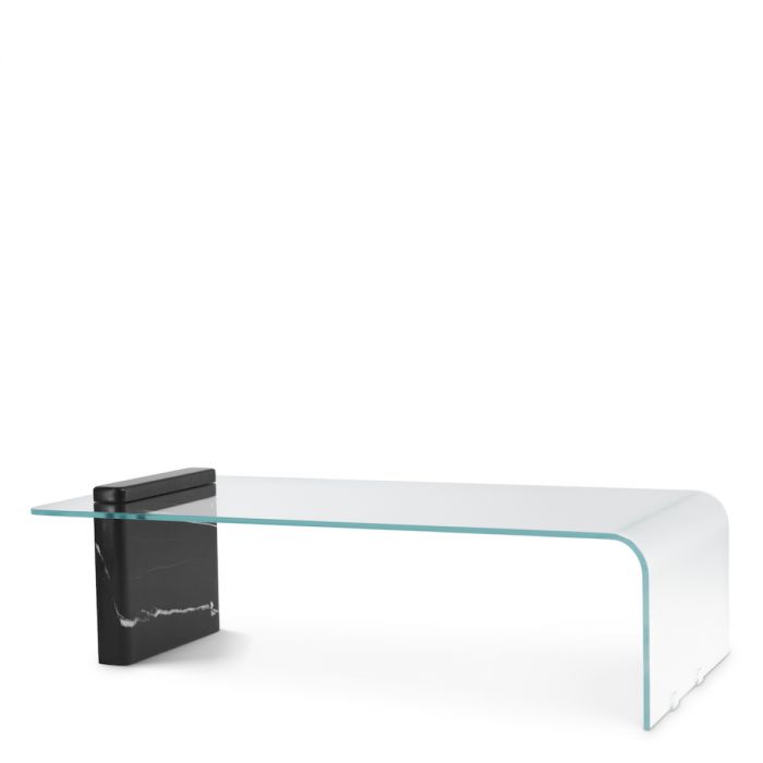 Table basse en marbre noir et verre transparent
