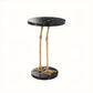 Table d'appoint dorée en marbre noire et granit