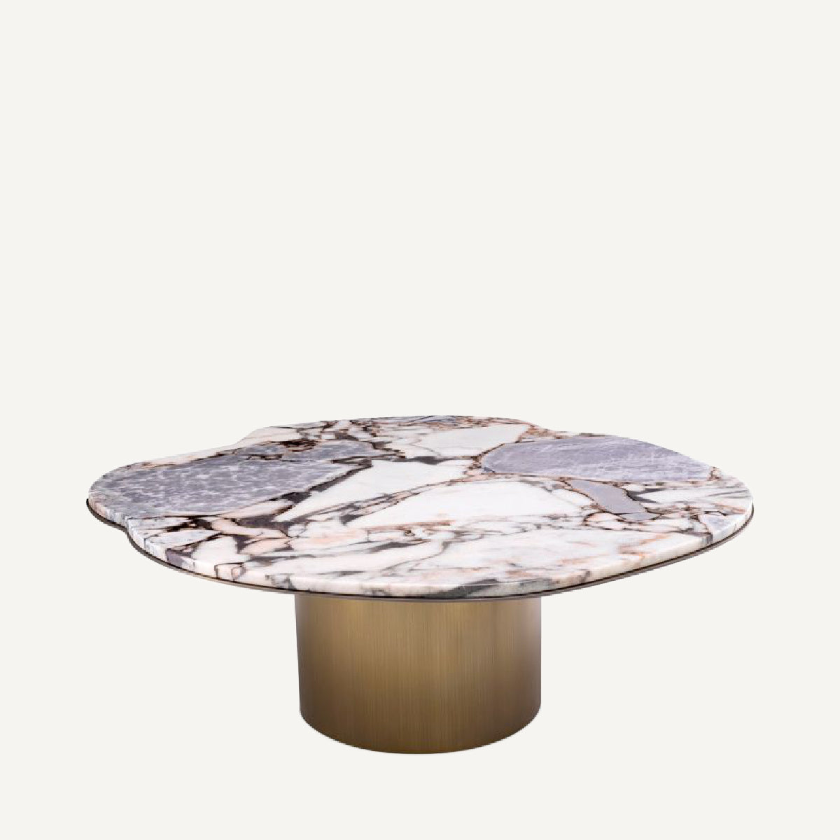 Table basse dorée en marbre