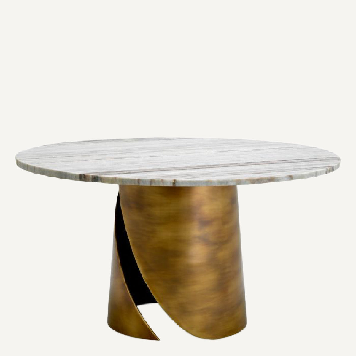 Table basse dorée en marbre blanc