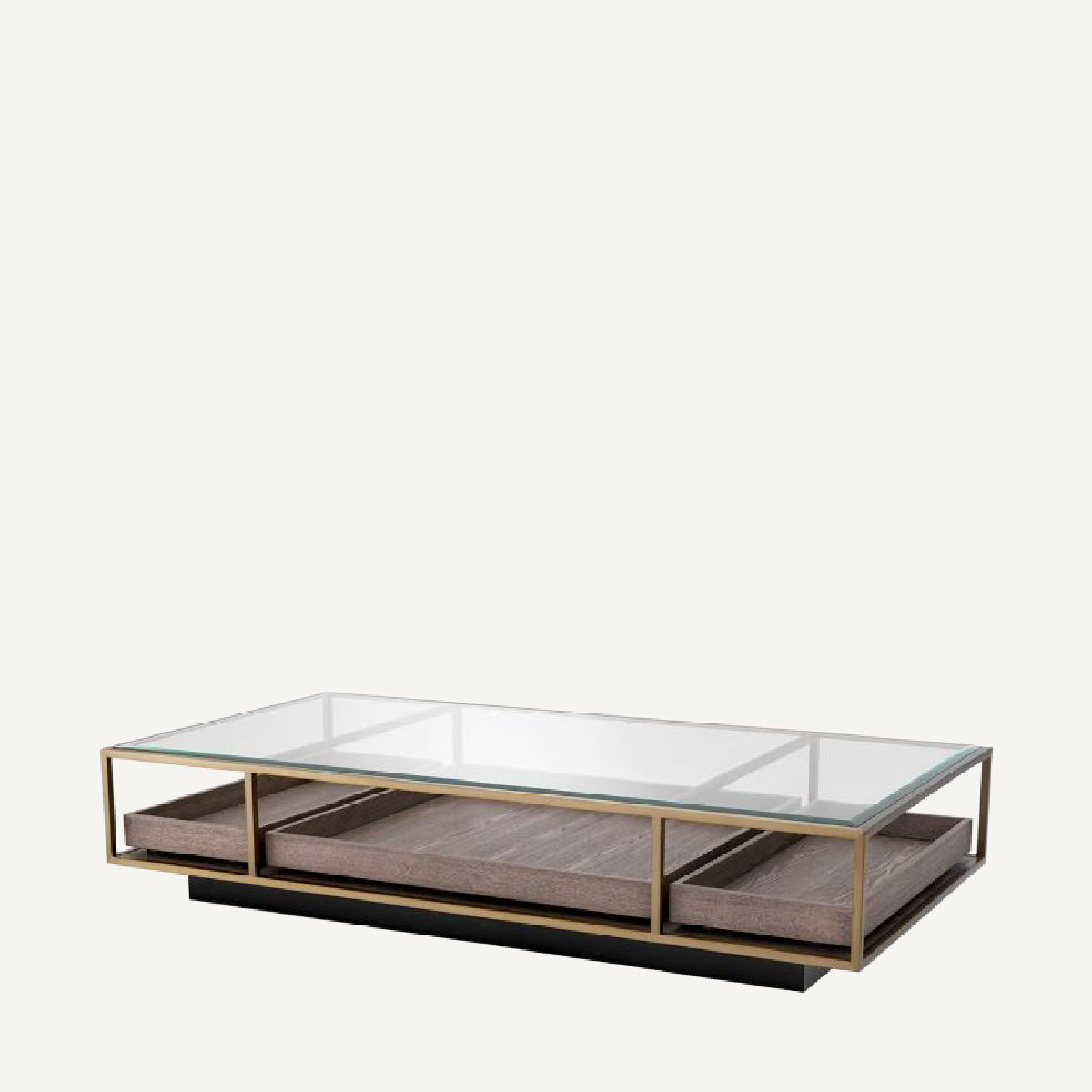 Table basse en verre et en bois marron
