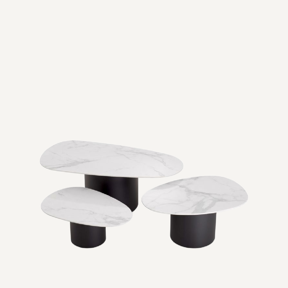 Table basse en céramique blanche (lot de 3)