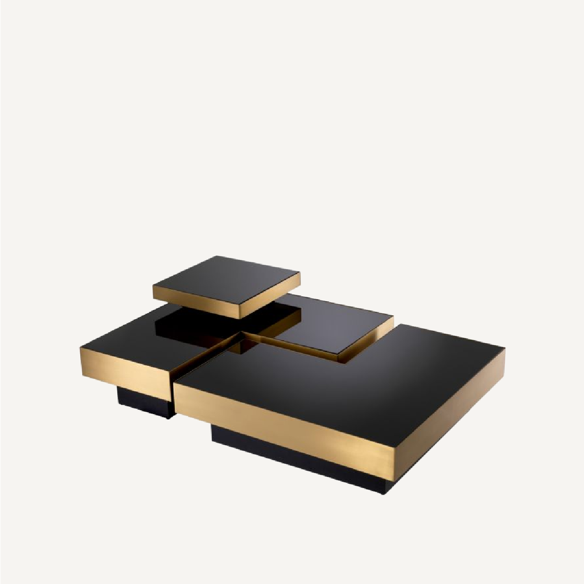 Table basse dorée en verre noir (lot de 4)