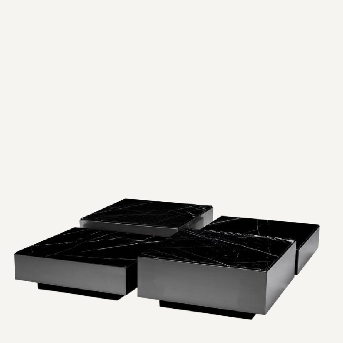 Table basse en bronze et marbre noir (lot de 4)