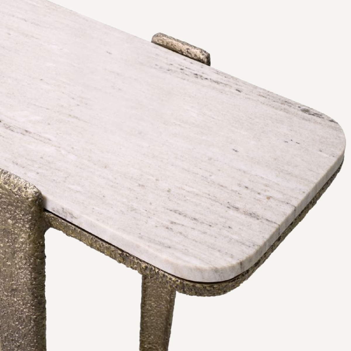 Console dorée en marbre beige
