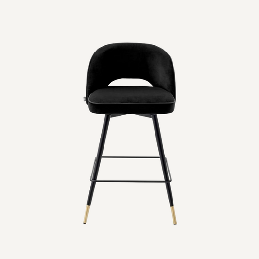 Chaise de comptoir en velours noir (lot de 2)