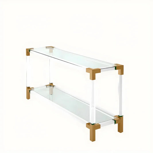 Console dorée en verre