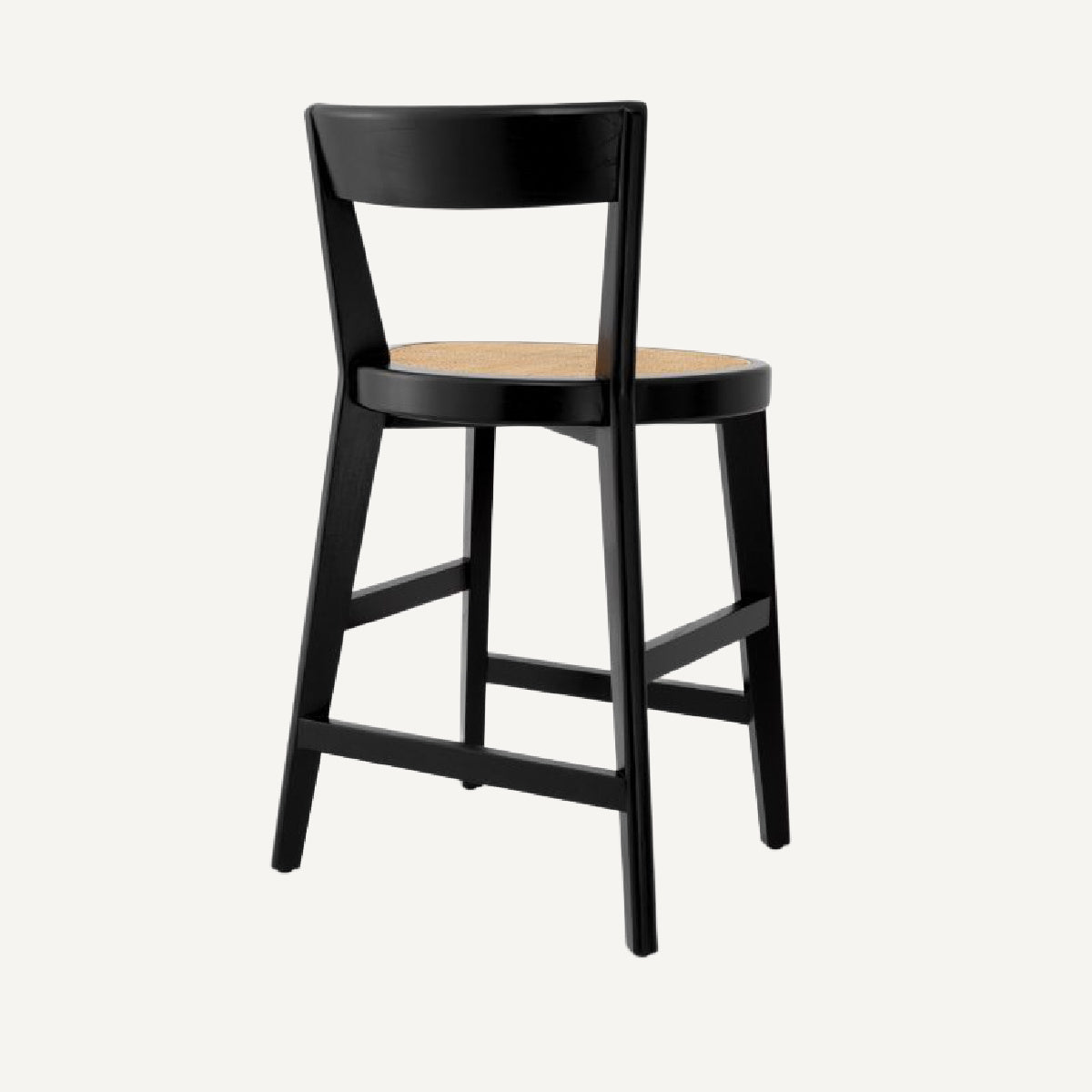 Chaise de comptoir noire en rotin