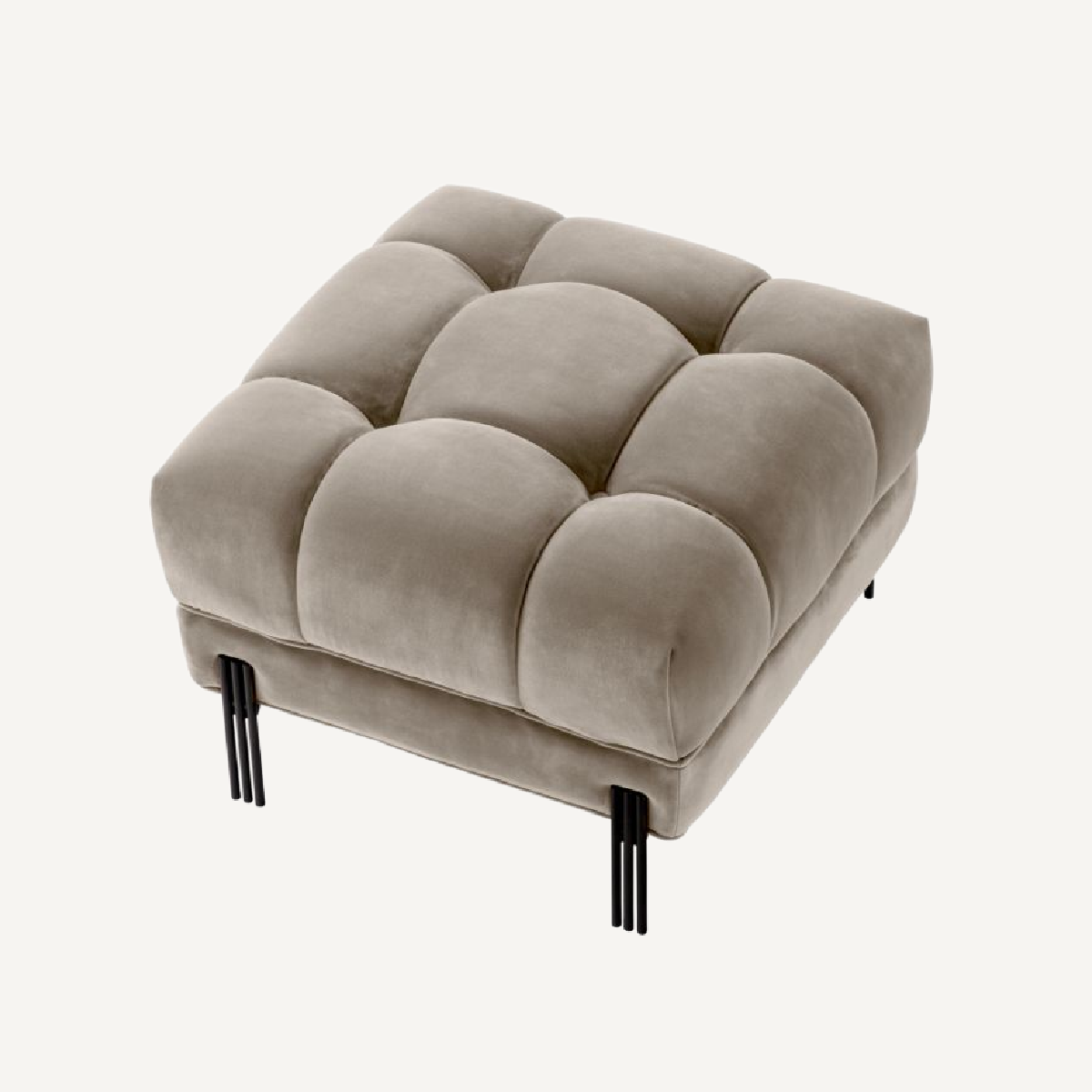 Pouf en velours greige