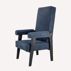High Back Blue Nubuck Accent Chair