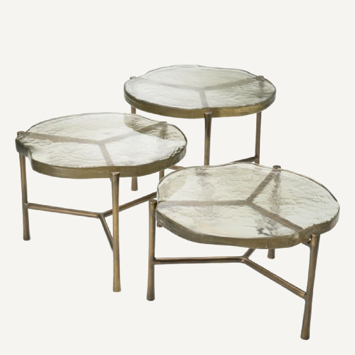 Table basse dorée en verre soufflé (lot de 3)