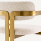Chaise de bar dorée bouclé crème