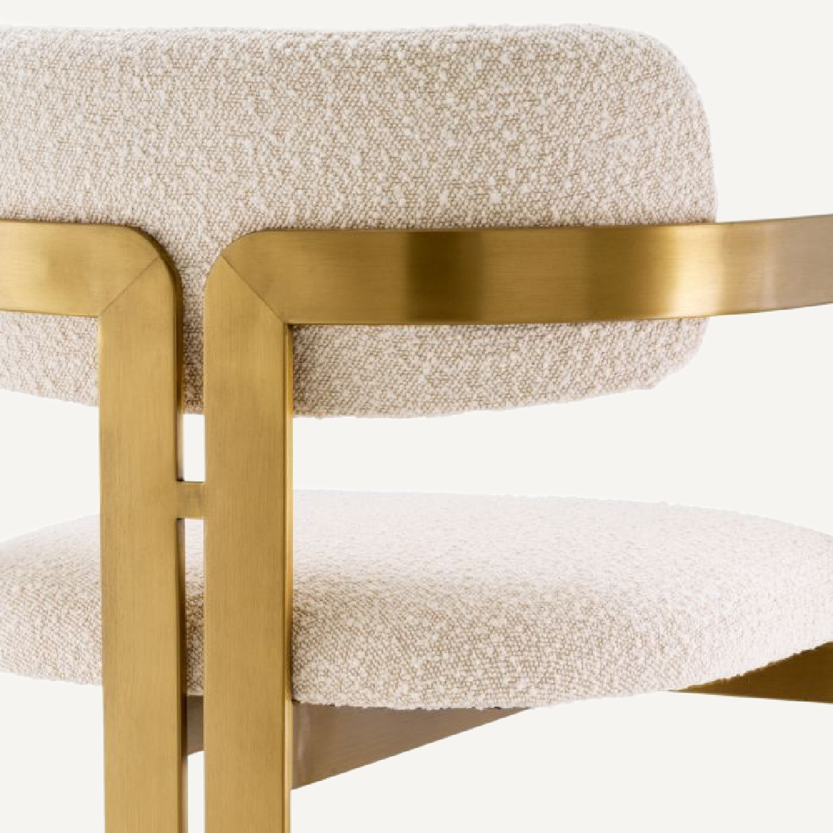 Chaise de bar dorée bouclé crème
