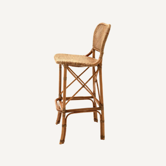 Chaise de comptoir marron en rotin