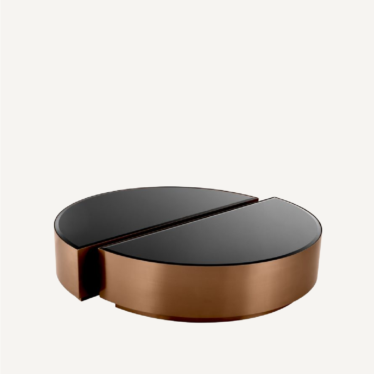 Table basse cuivrée en verre noir (lot de 2)