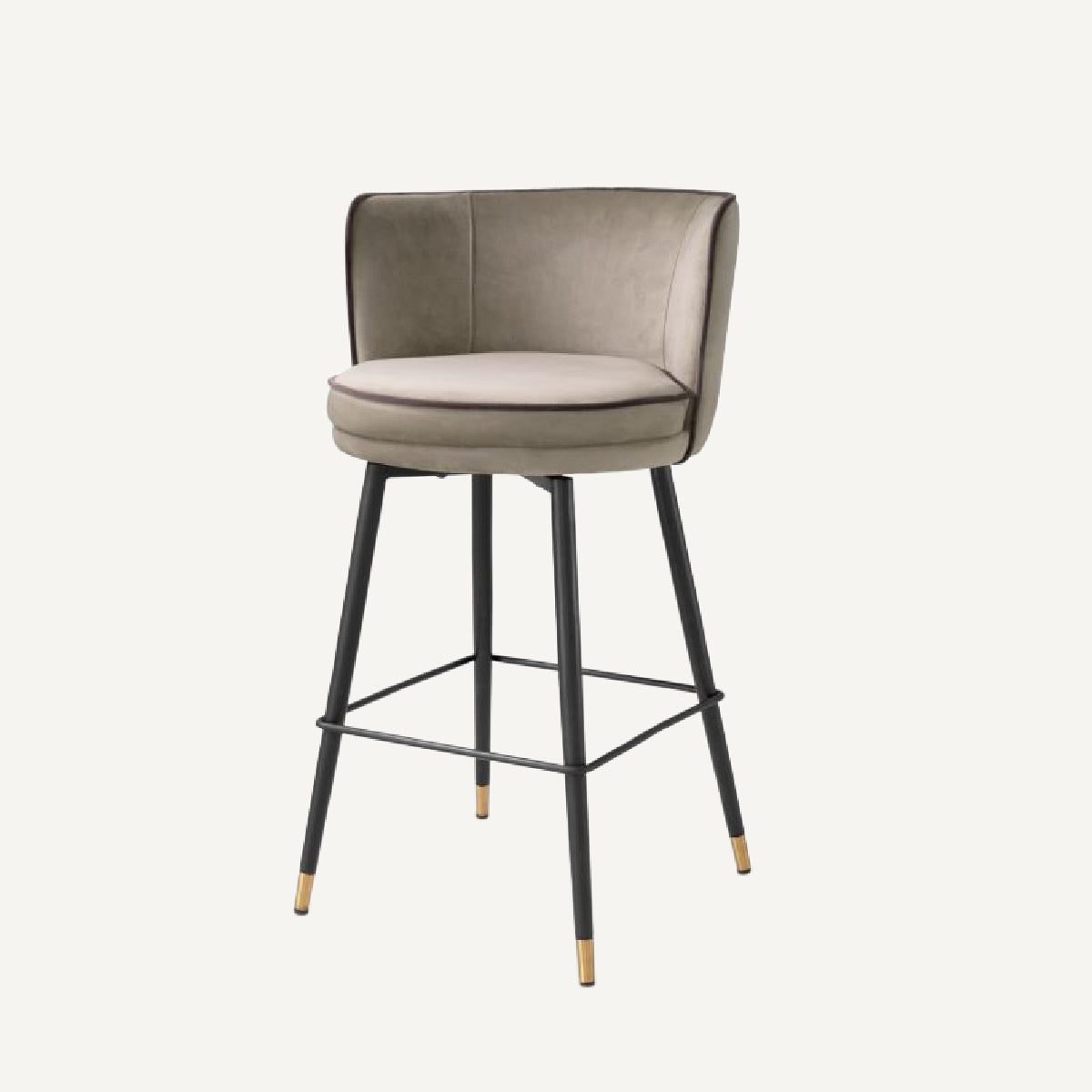 Chaise de comptoir en velours greige