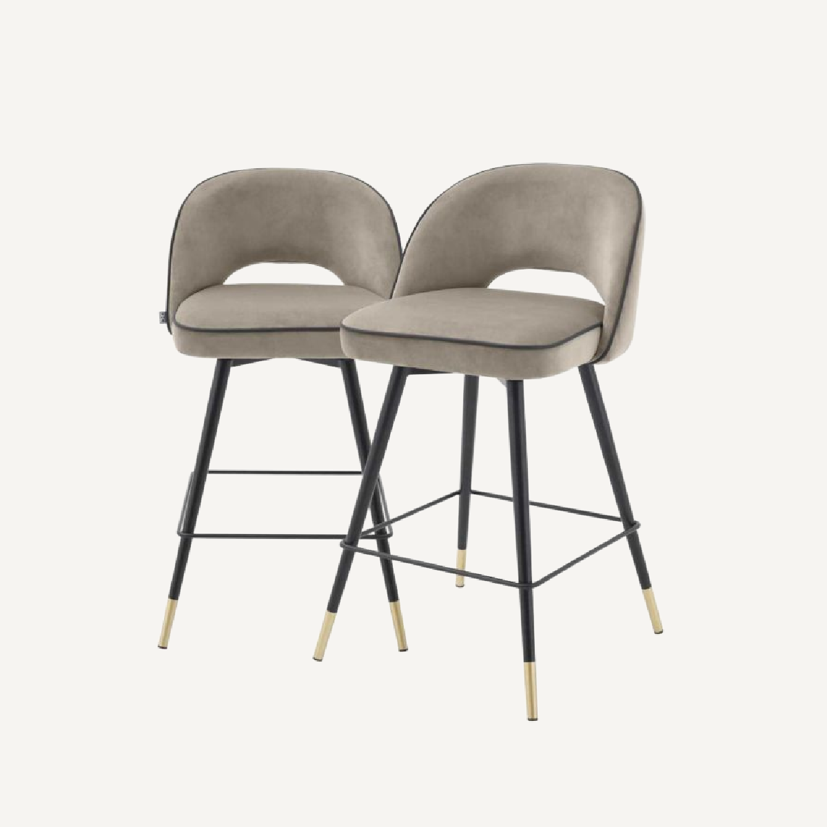 Chaise de comptoir en velours greige (lot de 2)