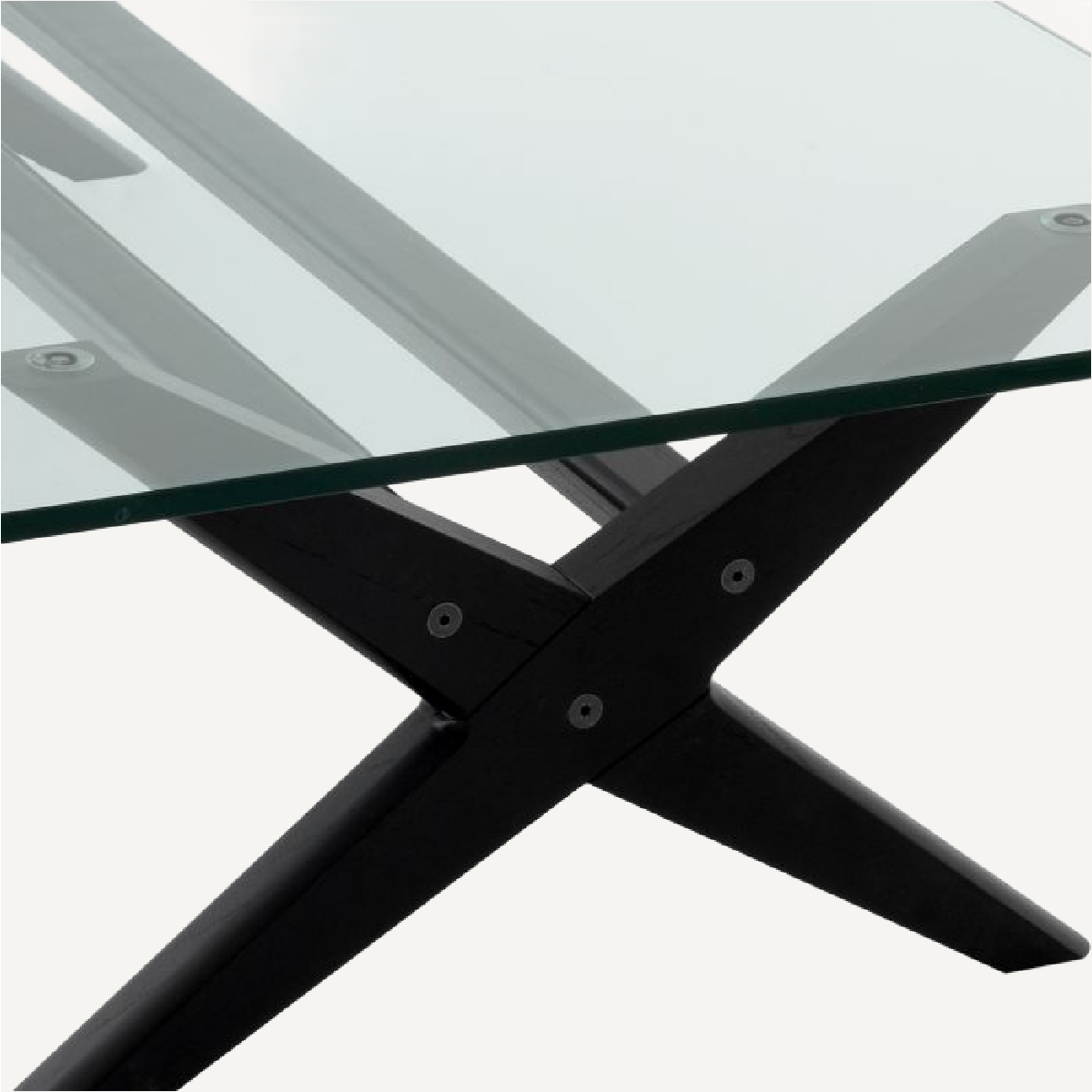 Table basse en bois noir et verre transparent