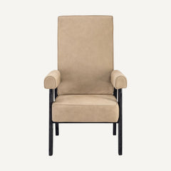 High Back Beige Nubuck Accent Chair