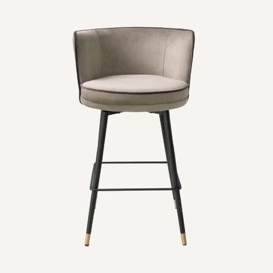Chaise de comptoir en velours greige