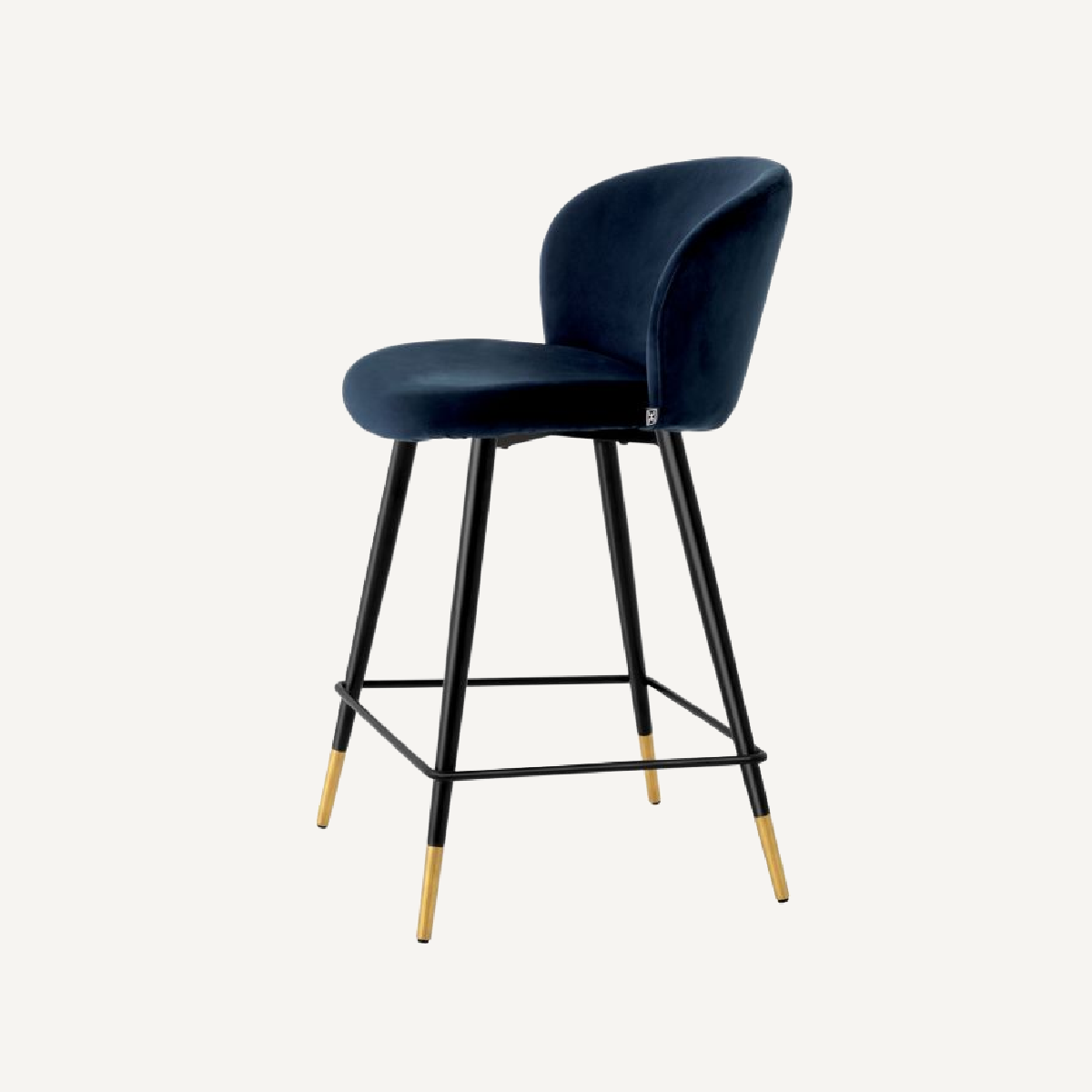 Chaise de comptoir en velours bleu nuit