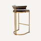Chaise de bar dorée en velours marron
