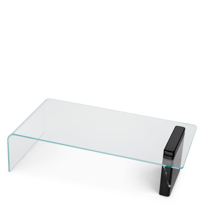 Table basse en marbre noir et verre transparent
