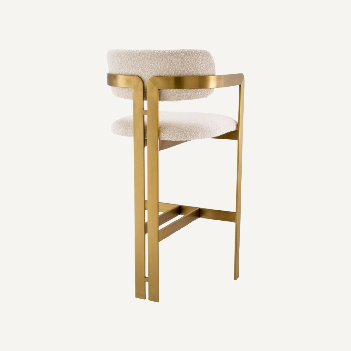Chaise de bar dorée bouclé crème