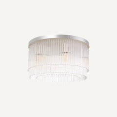 Silver Flush Mount Ceiling Light with Clear Glass Shade