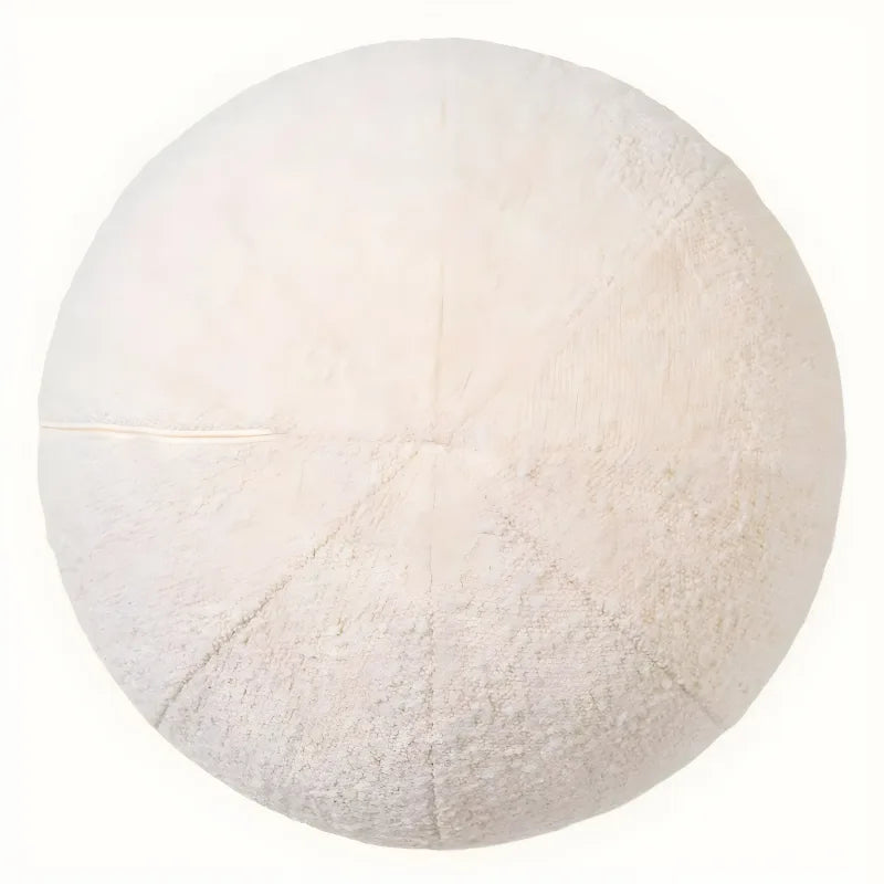 Coussin rond bouclé crème S