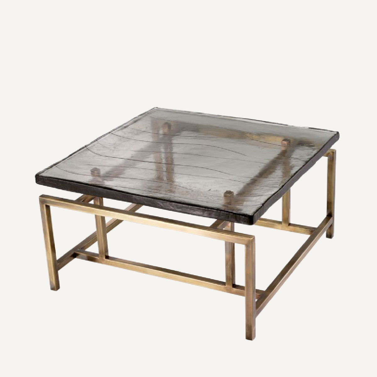 Table basse dorée en verre soufflé